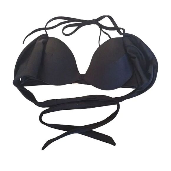 Victoria's Secret 2015 Black The Wrap Halter Bikini Swim Top Size 32C - Picture 5 of 12